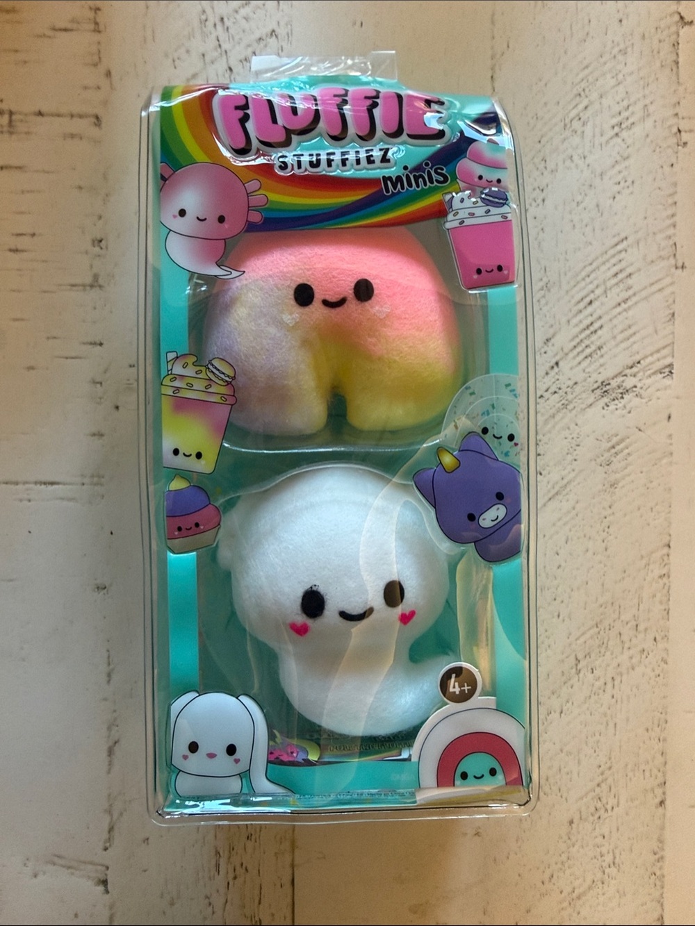 Fluffie Stuffiez Minis Plush Duo - Rainbow Pink & White